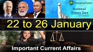 Important Current Affairs 22 to 26 January 2022 | Important Updates | Govt. Exams | PanaceaTutor