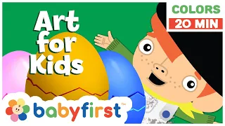 Surprise Eggs Art for Kids | 20 Minute Colors Compilation | Li'l Vinnie's Art | BabyFirst TV