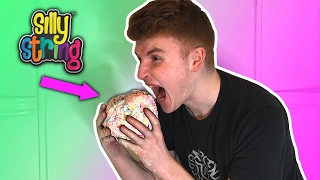 EATING THE BIGGEST BALL OF SILLY STRING SLIME ( DIY Silly String ball )