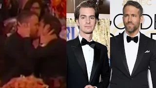 Ryan Reynolds & Andrew Garfield KISS At 2017 Golden Globes