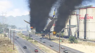 Giant Boeing 747 Emergency Landing On Highway After Engine Exploded | GTA 5