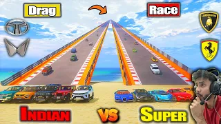 Powerful Indian 💪Suv Cars Vs Super cars🚀 Sky ☁️Mega Ramp Drag Race Challenge GTA 5