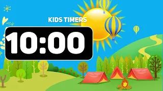 10 Minutes of Summer Sunshine! ☀️ Fun & Colorful Timer for Kids [Beach Countdown with Music]