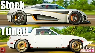 Forza Horizon 4: Stock vs Tuned! Koenigsegg One:1 vs Junkyard Miata!