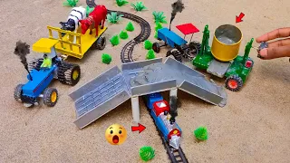 DIY tractor mini bridge concrete ||how to making mini Concrete bridge over train line || @MiniTheQ