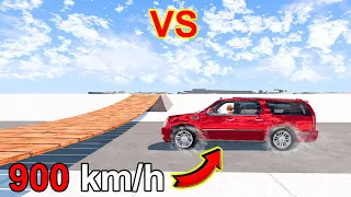 Monkey bridge vs Red Car Luxury Collided at 900km/h (with Dummy) Cars Crash Test ⏩ BeamNG | Car Bins