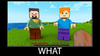 Minecraft wait what meme part 357 realistic minecraft Lego Steve and Alex