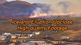 Iceland new volcanic eruption inside town Grindavik exclusive 4k drone footage