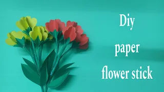 Diy paper flower stick/how to make paper flowers/paper crafts