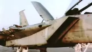 F-15 lands with one wing