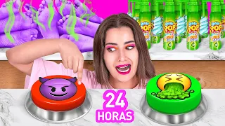 DESAFIO DO ITEM MISTERIOSO ROXO VS VERDE || Alimentos de 1 Só Cor por 24h, por 123 GO! CHALLENGE