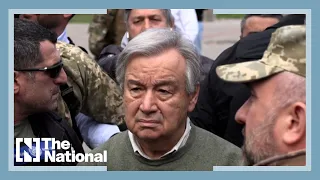 UN chief visits war-ravaged Kyiv suburbs and laments destruction