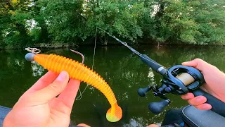 This lure attracts THE BIGGEST fish in the river!!! (Catfish fishing in float tube)