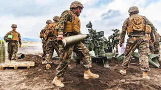 Powerful 60m Mortar and 155m howitzer in Action . US Marine Corps