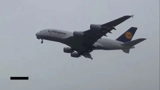 LUFTHANSA A380 RAINY TAKE OFF