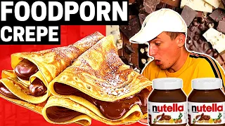 Je MANGE une CREPE complètement FOODPORN au NUTELLA (c'est la meilleure crêpe que j'ai goûté)