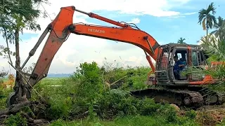 Excavator Hitachi, Excavator Membersihkan Kebun Warga