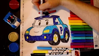 Робокар Поли, раскраска, мультик, учим цвета, Robocar Poli, learn colors