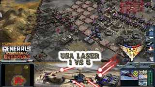 Usa Laser 1 vs 5 China Tank Generals - Command & Conquer Generals Zero Hour Shockwave (Red Rock)