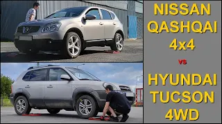 SLIP TEST - Nissan Qashqai All Mode 4x4 vs Hyundai Tucson 4WD - @4x4.tests.on.rollers