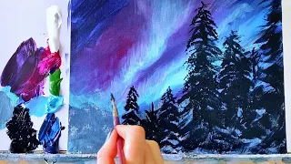 Acrylic Painting Tutorial Winter Scene Beginners