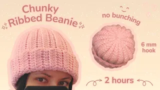 Chunky Pink Ribbed Beanie in 2 Hours! In-depth Tutorial for Beginners - Quick & Easy Project