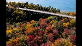 Fall color surrounds Cut River Bridge in Michigan's Upper Peninsula