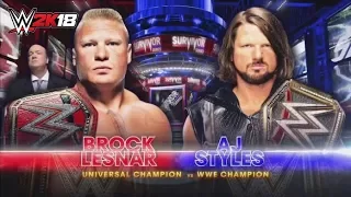 Brock Lesnar vs AJ Styles Champion vs Champion Match Survivor Series 2017 WWE 2k18