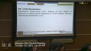 Wausau City Council Meeting - 10/25/22