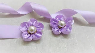 DIY Ribbon Flowers - How to Make Ribbon Plum Blossoms – Amazing Trick to Make Ribbon Plum Flowers