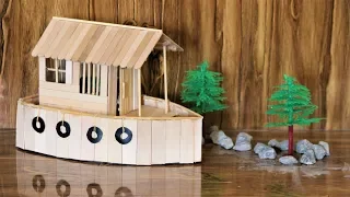 How to make a BOAT HOUSE using Popsicle Sticks