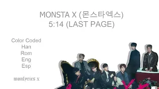 MONSTA X (몬스타엑스) - 5:14 (Last Page) (Color Coded Han/Rom/Eng/Esp Lyrics)