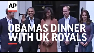 Obamas arrive for dinner with UK Royals