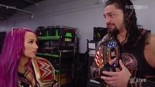 Sasha Banks and Roman Reigns backstage segment