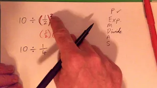 Order of Operations with Fractions:  10 divided by (1/2)^2
