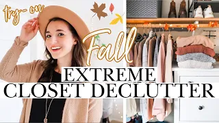 *NEW* EXTREME CLOSET DECLUTTER + TRY-ON | Cozy Outfits For Autumn |KonMari CAPSULE WARDROBE CLEANOUT