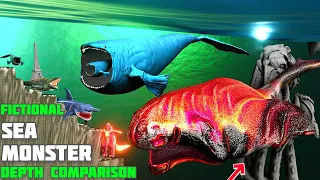 Fictional Deep Sea Creatures Depth Comparison | bloop  | Sea Monster | 🌊