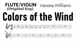 Colors of the Wind Flute Violin Vanessa Williams Sheet Music Backing Track Play Along Partitura