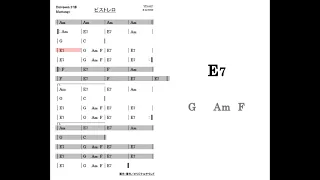 27番 ムスタングスカラオケ ピストレロ PISTOLEROS デモ演奏バージョン コード譜付き (DTM 打込み音源) with chord notation