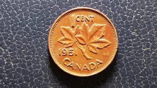 1951 1 CENT COIN - CANADA : 80,000,000 PRODUCED !!!