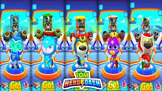 talking tom hero dash : unlock all heroes suit - saving all heroes - full gameplay (android, iOS)