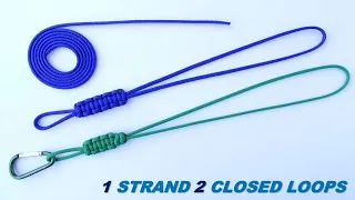 Single Strand 2 Closed Loops - How to Make a Cobra Knot Paracord Lanyard / Key Fob - DIY CBYS