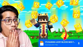 MINECRAFT BUT ITS RAINING LUCKY BLOCKS MOD FOR PE! | NoT KRYSIS