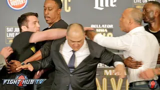 CHAEL SONNEN & WANDERLEI SILVA NEARLY FIGHT AT BELLATOR NYC FACE OFF! HAVE TO GET SEPARATED