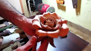 Резьба розы из дерева / Carving a wooden rose