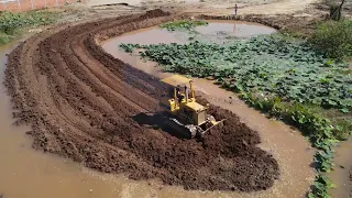 Incredible! Perfect Powerful Strongly Mighty Driver Skill Bulldozer Clearing Dirt Filling Land​