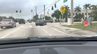 Driving along N Dixie Hwy from Pompano Beach, Florida to Downtown Fort Lauderdale, Florida