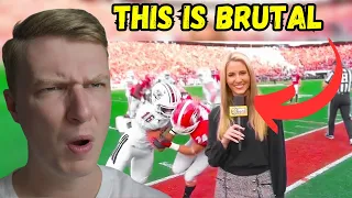 British Guys FIRST REACTION To BRUTAL College Football Sideline Collisions