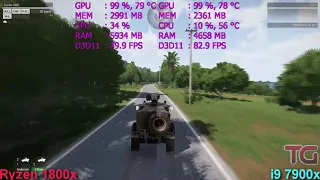 67 i9 7900x vs Ryzen 7 1800x in Arma 3 APEX Ultra Low Settings