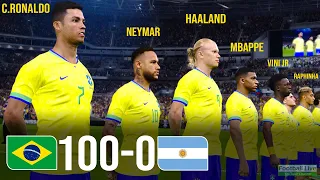 Brazil 100 - 0 Argentina | What if Ronaldo Haaland and Mbappe played for Brazil | PES Gameplay